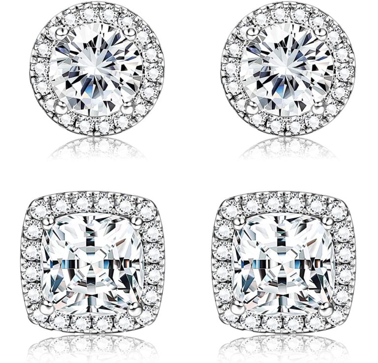 Dochais Set 2 paia orecchini argento sterling 925 con zirconi cubici