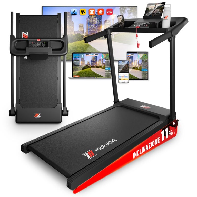 YM Tapis Roulant Salvaspazio 12 km/h, Tappeto Corsa MAXI 42cm, MARCHIO ITALIANO, Telaio Rinforzato, INCLINAZIONE, Pieghevo...