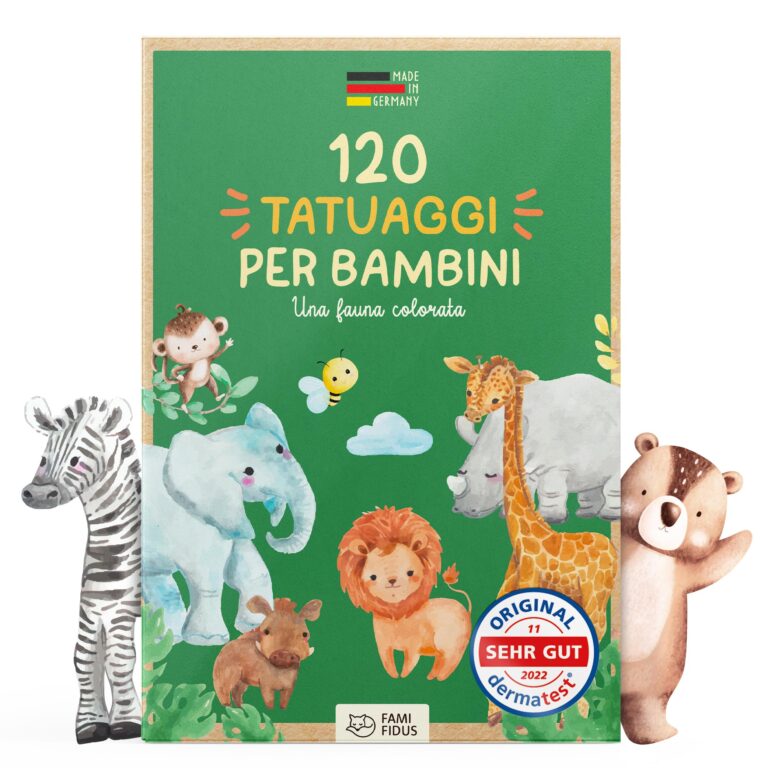 Famifidus Tatuaggi Temporanei per Bambini – Set da 120 Fogli