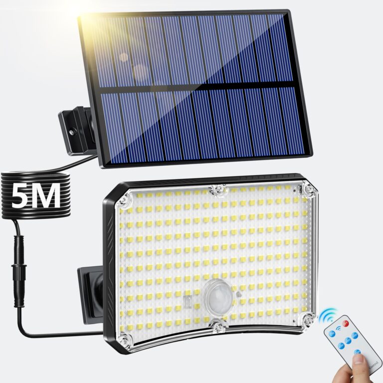 Lampada Solare da Esterno 200 LED con Sensore, Telecomando e 4 Modalità