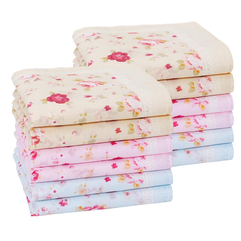 HOULIFE Fazzoletti Donna Cotone 45x45 cm 12 Pezzi Colorati