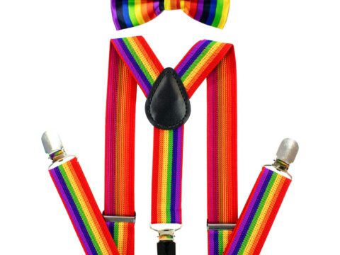 TRIXES Papillon e Bretelle Arcobaleno Elastiche a Y – Set da 2