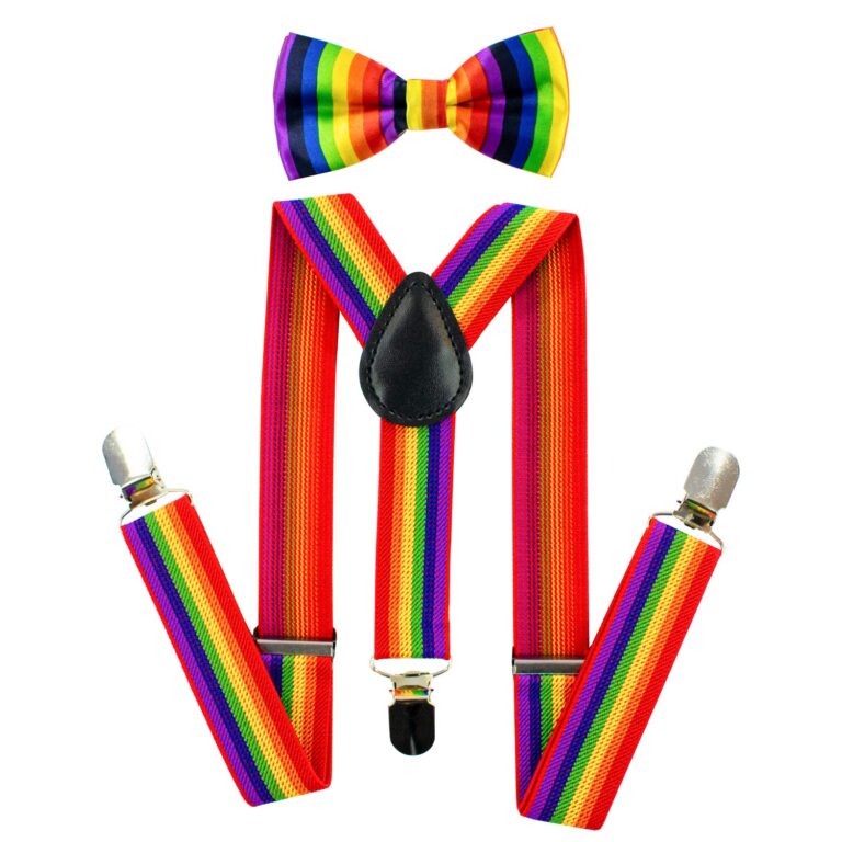 TRIXES Papillon e Bretelle Arcobaleno Elastiche a Y – Set da 2