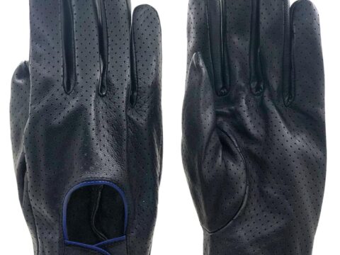 ZLUXURQ Guanti da guida uomo in pelle di pecora con mesh e touchscreen