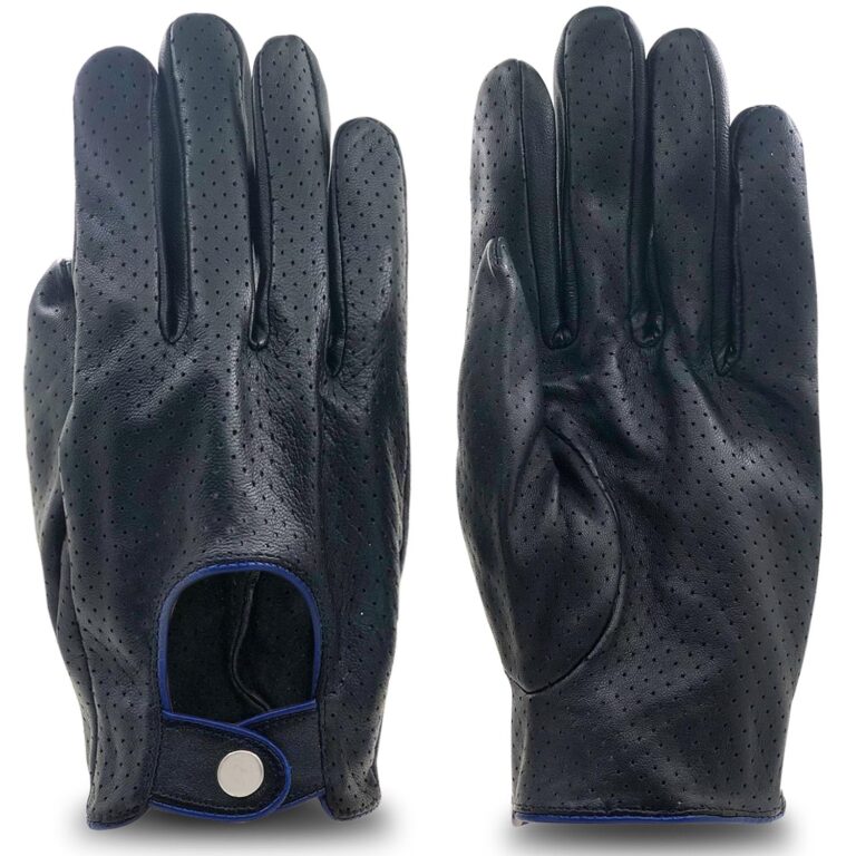 ZLUXURQ Guanti da guida uomo in pelle di pecora con mesh e touchscreen
