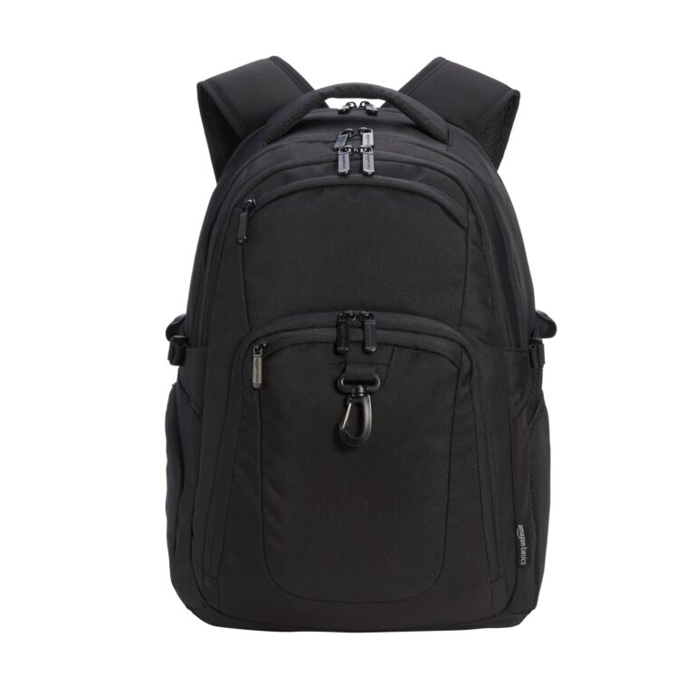 Amazon Basics Zaino per laptop, da viaggio, adatto per laptop da 17", Nero