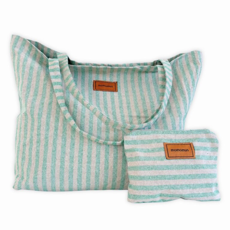 MOMOMUS Borsa Mare XXL in Cotone Riciclato con Pochette