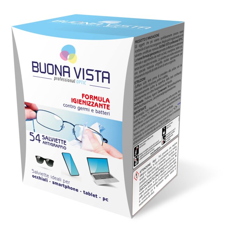 Buona Vista Salviette Pulizia Occhiali Monouso Antigraffio con Formula Igienizzante