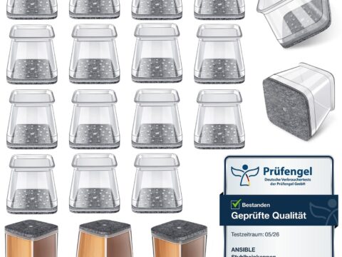 Gommini per Sedie Quadrati in Silicone con Feltro set 24 pezzi