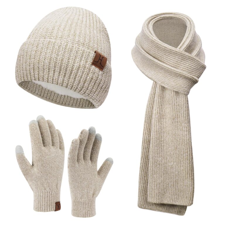 ZASFOU Set Cappello, Sciarpa Lunga e Guanti Touch Screen Foderati