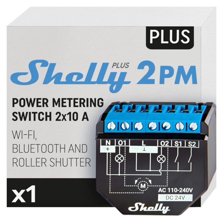 Shelly Plus 2PM relè WiFi 2 canali con misura consumi per luci e tapparelle