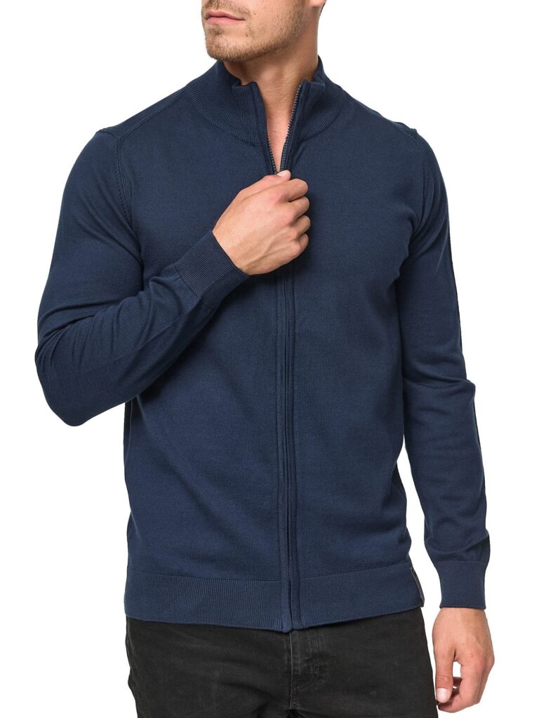 Indicode Cardigan Uomo Lau con Collo Alto in Cotone 80%