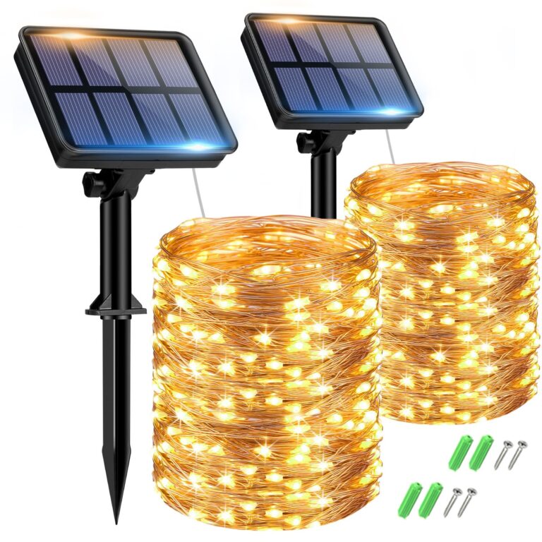btfarm Catena Luminosa Solare 15M 150 LED con Filo di Rame, 2 Pezzi