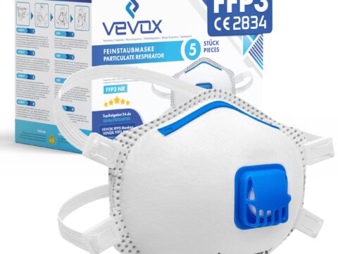 VEVOX mascherine FFP3 con guarnizione comfort, confezione da 5 o 10 pezzi