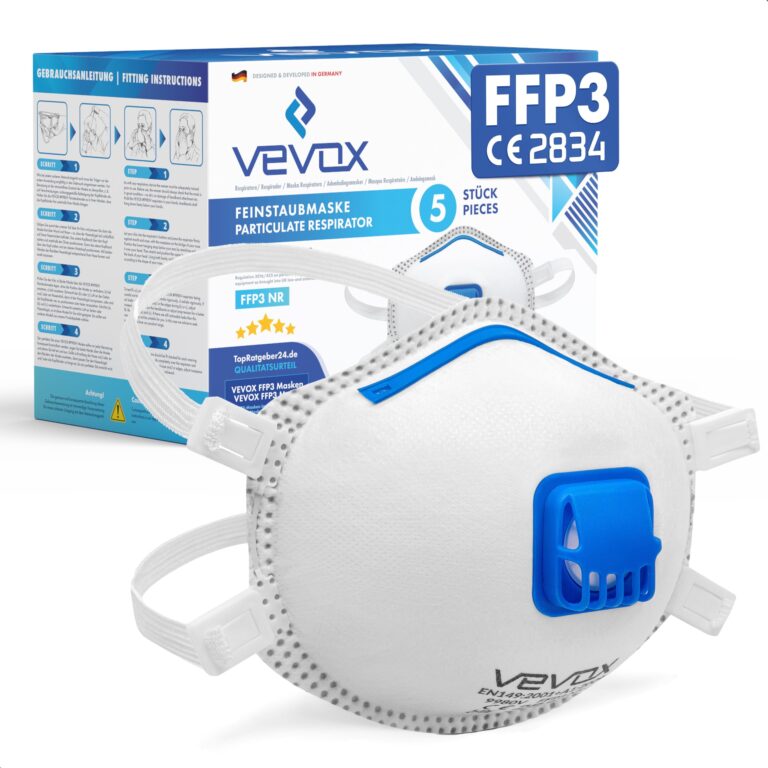 VEVOX mascherine FFP3 con guarnizione comfort, confezione da 5 o 10 pezzi