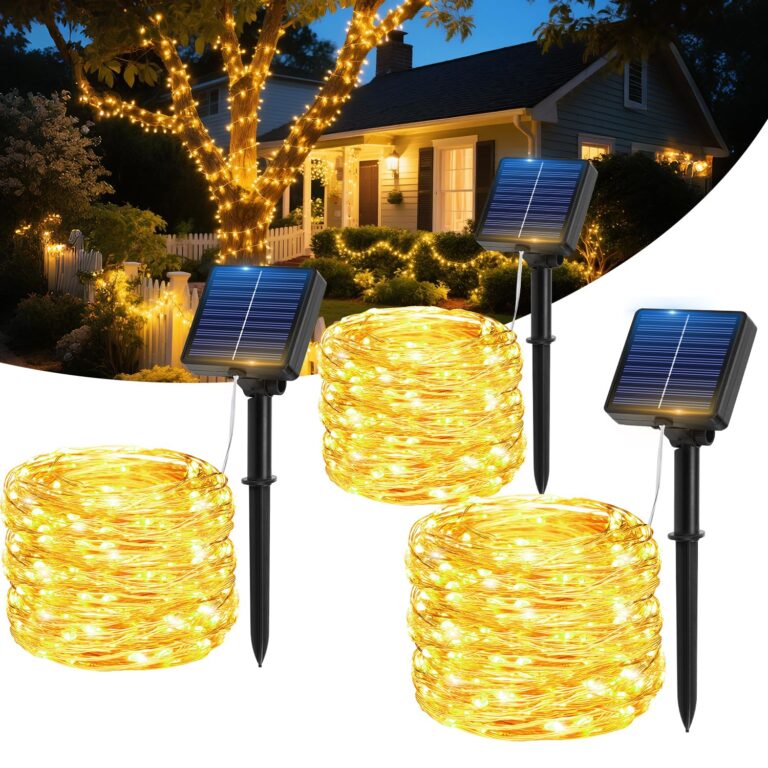 Luci Solari Esterno 17M 150 LED Filo di Rame 8 Modalità (3 Pezzi)