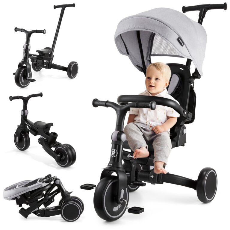 HyperMotion Triciclo Evolutivo 8 in 1 – Triciclo Passeggino Reclinabile e Pieghevole con Seduta G...