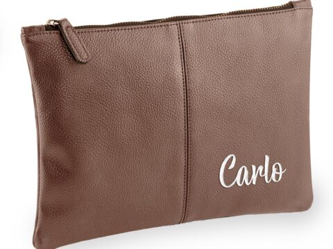 Caribu Borsello Uomo Personalizzato con Iniziali in Eco Pelle 28×20 cm