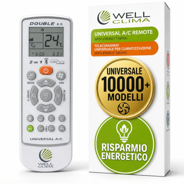 Wellclima Double E.S Telecomando Universale per Condizionatori Climatizzatori, Progettazione Italiana, Compatibile con 100...