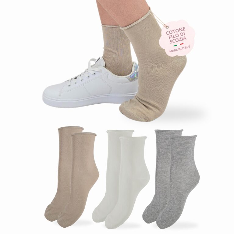 LEON D'ORO Calze Donna senza Elastico - Filo di Scozia Made in Italy