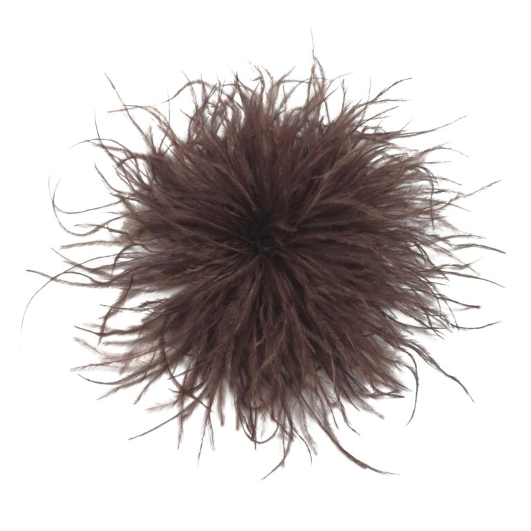 Baesics spilla con piume di struzzo e pompon a forma di fiore