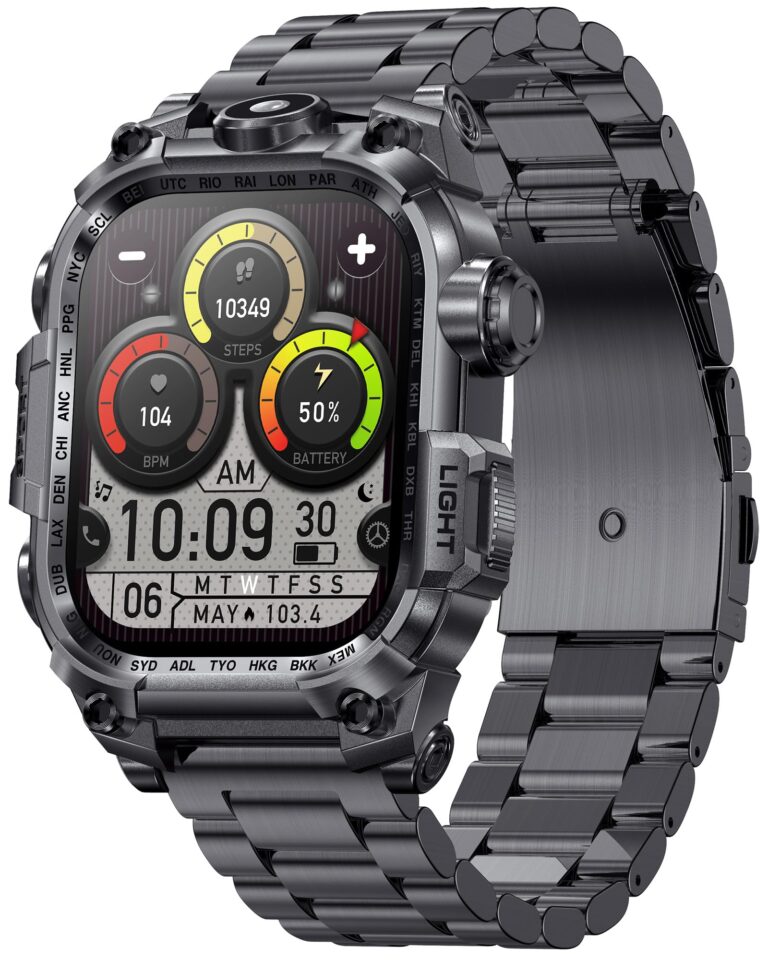 Orologio Militare Uomo con Torcia LED e Funzione Telefonica, 2.01"