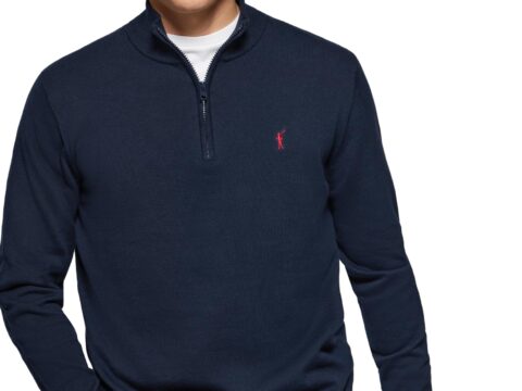 Polo Club Pullover Uomo 100% Cotone con Zip al Collo