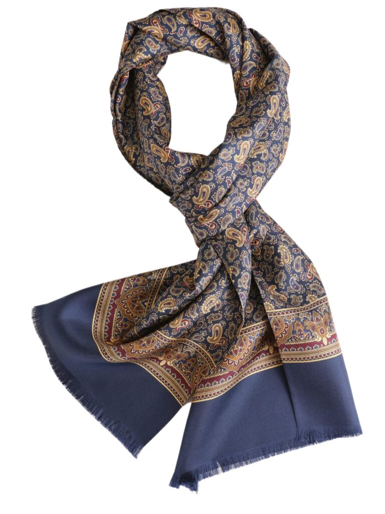 Prettystern Sciarpa Uomo 100% Seta Pura Elegante con Frange