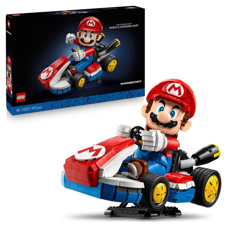 LEGO Mario Kart: Mario e Kart Standard - Personaggio Nintendo da Esposizione con Modellino di Aut...