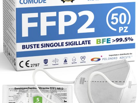 ADESTE Mascherine FFP2 Bianche Certificate CE – 50 pezzi