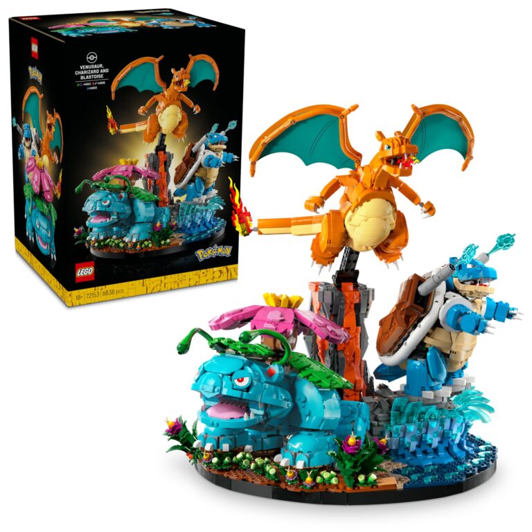 LEGO Pokémon Venusaur, Charizard e Blastoise - Kit di Modellismo 3D per Adulti - 3 Action Figure di Anime come Decorazione...