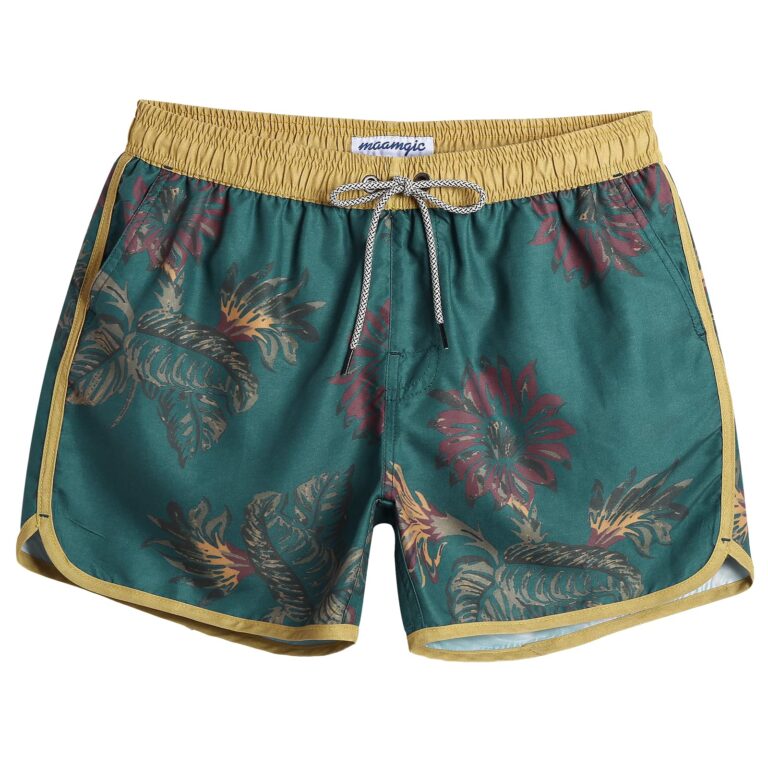 maamgic Costume Uomo Mare Vintage Asciugatura Rapida Costume da Bagno Pantaloncini Corto Swim Trunks con Fodera Rete e 3 T...