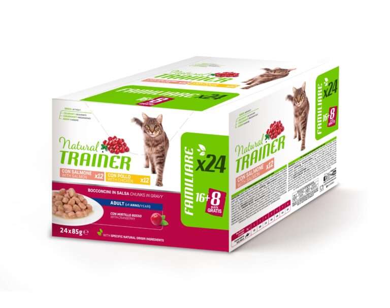 Trainer Natural Cibo Umido per Gatti Adulti - Multipack Pollo & Salmone - 24 x 85 g