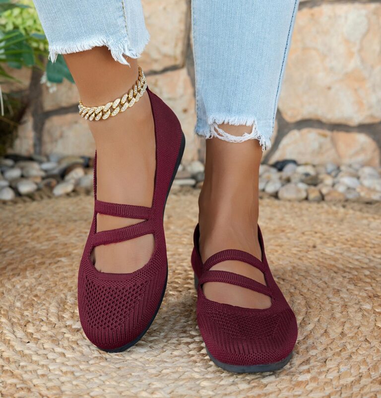 Ballerine Mary Jane in maglia con punta quadrata