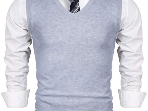 iClosam Gilet Maglione Uomo Scollo V Cotone Casual Invernale