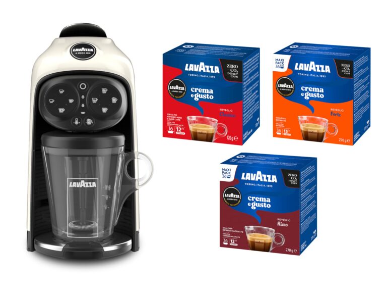 Lavazza, A Modo Mio Macchina per Caffè Deséa White Cream con 88 Capsule Crema e Gusto Assortite, ...