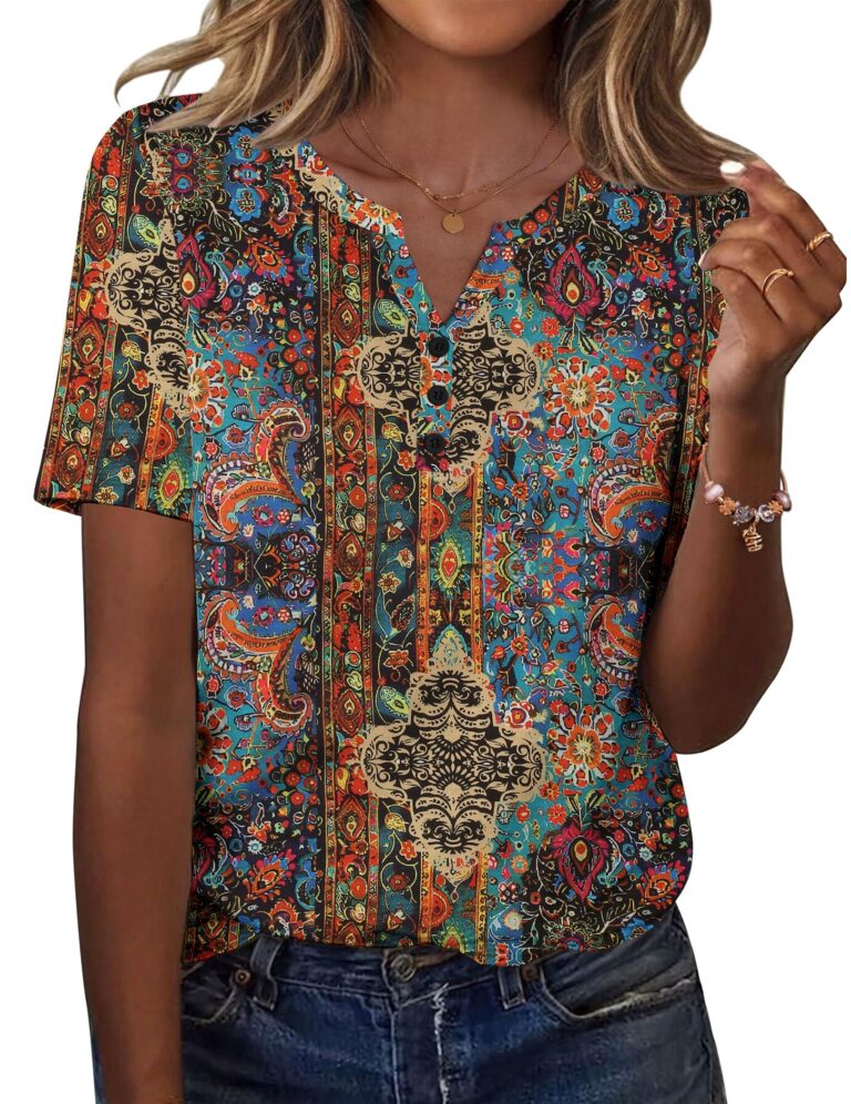 Zeagoo Maglietta Donna Manica Corta con Scollo a V Casual