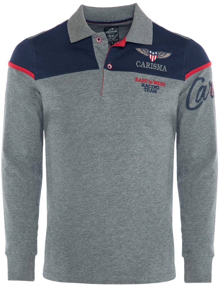 CARISMA Polo a maniche lunghe da uomo in cotone • Maglia a maniche lunghe da uomo con ricamo, ves...