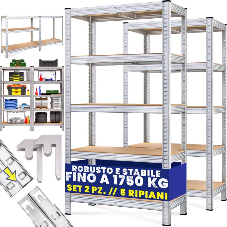 Monzana Scaffalatura Metallica Garage 180x90x40 cm con Ripiani MDF