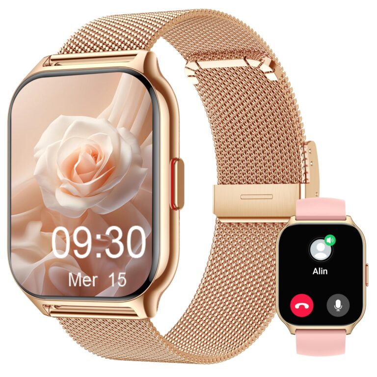 Popglory Smartwatch, Uomo Donna Effettua/Risposta Chiamate Orologio, 100+ modalità Sportive Fitness, SpO2/Pressione Sangui...