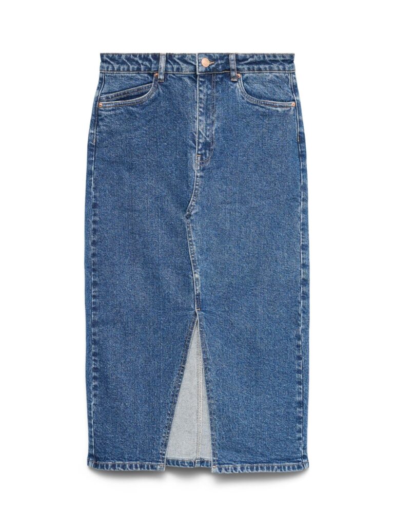VERO MODA Veri - Gonna di Jeans a Vita Alta Midi