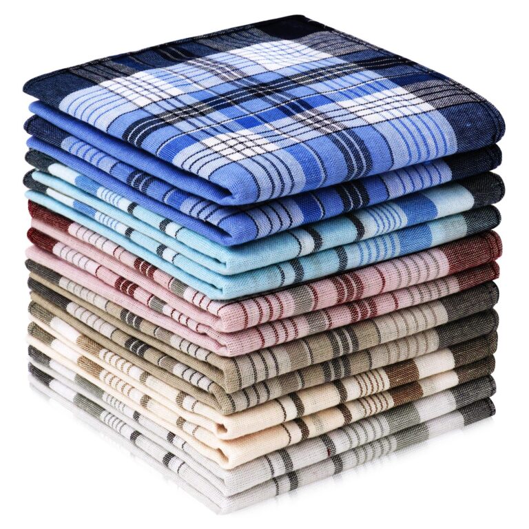 Aomig Fazzoletti Uomo in Cotone Plaid 40x40 cm – Set 12 Pezzi 6 Colori