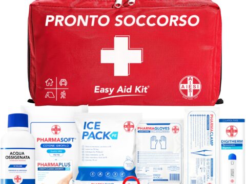 AIESI Easy Aid Kit Pronto Soccorso con Termometro e Disinfettante