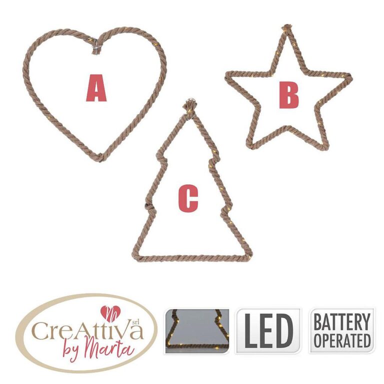 Decorazione In Juta Con Luci Led H.25Cm – 93Dec32400