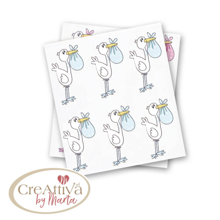 Foglio Da 6 Cicogne  In Legno Adesive Cm 5×3 – 78Dec037
