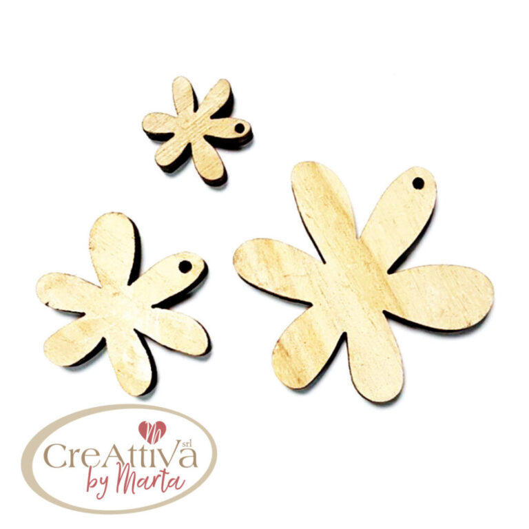 Assortimento Fiori Legno 28Pz Misti 3-7Cm