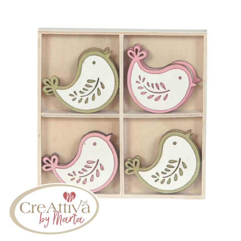 Set 12 Uccellini In  Legno 6Cm Col.assortiti – 78Dec09100