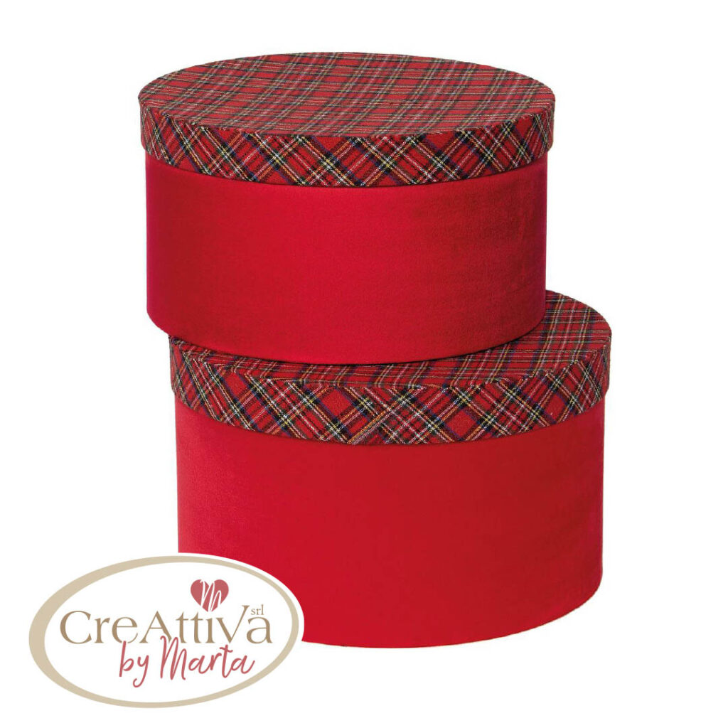 SET DUE SCATOLE RIVESTITE TARTAN 27,5X16-25X15CM – 78DEC12400