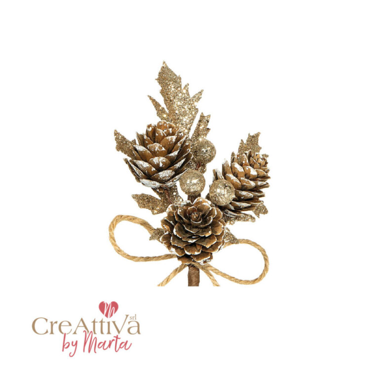 Mazzolino Con Pigne E Bacche Glitter H14Cm – 78Dec183