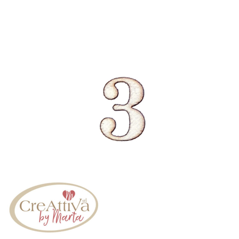 UN FOGLIO DA 16 NUMERO "3" IN LEGNO ADESIVO 1,5CM - 78LALF0300